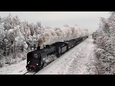 Christmas Steam train Ukko-Pekka in Pello Lapland - höyryjuna Ukko-Pekka jouluna Pellossa Lapissa