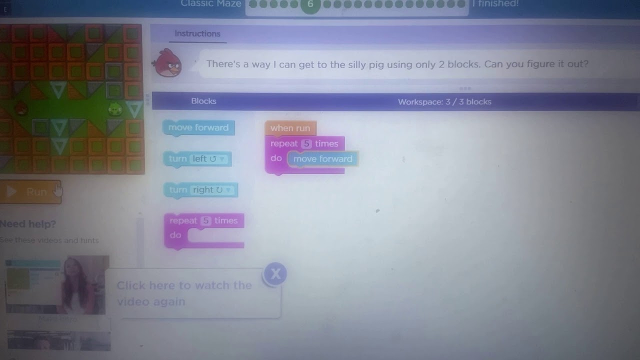 Code.org Classic Maze Puzzle 6