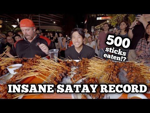 INSANE SATAY EATING Record ft @RandySantel | CLOSE TO 500 STICKS EATEN at Lau Pa Sat Singapore!