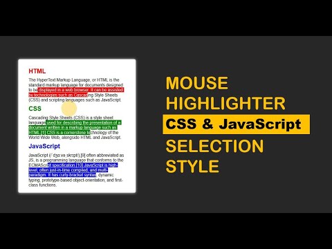 Mouse Pointer Highlighter And Selection Style Html Css Javascript