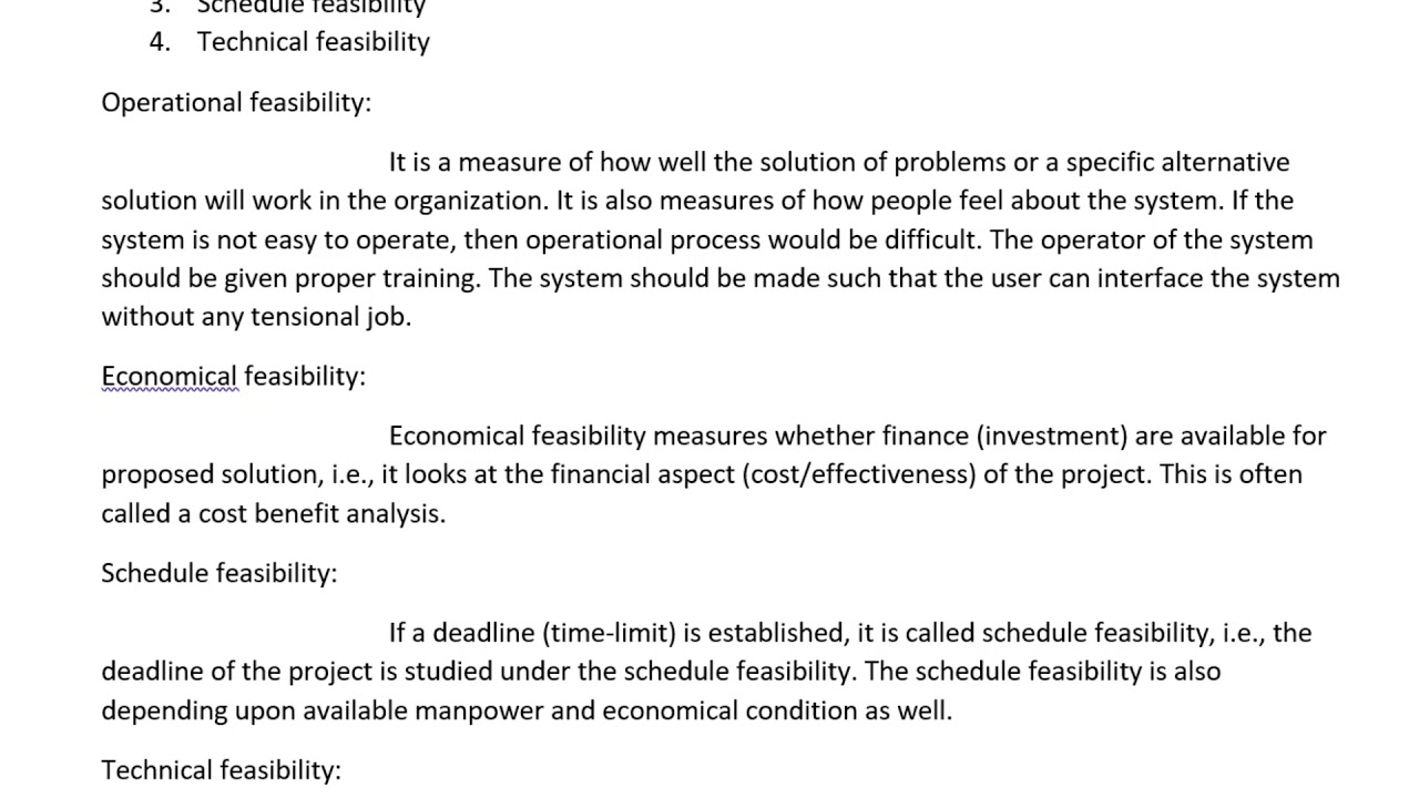 Chapter-1 | Definition of feasibility | types of it's levels