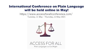 International Conference on Plain Language will be held online in May!