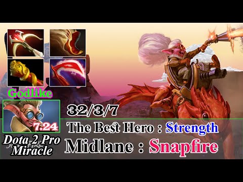 SnapFire Midlane Godlike 32 Kill - Dota 2 Pro Miracle Spotlight Gameplay Patch 7.24 - Dota 2 Pro