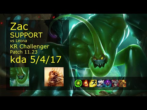 Zac Support & Miss Fortune vs Leona & Cassiopeia - KR Challenger 5/4/17 11.23 // [롤] 자크 vs 레오나 서폿