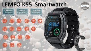Lemfo K55 Smartwatch - Da Fit App - Android & iOS - IP68 Connected Watch - Unboxing