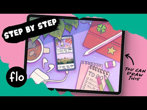 Anyone Can Draw This STUDY DESK in PROCREATE