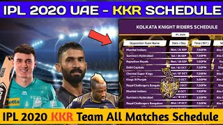 IPL 2020 UAE - KKR Team 14 Matches Full Schedule | KKR Full Time Table 2020