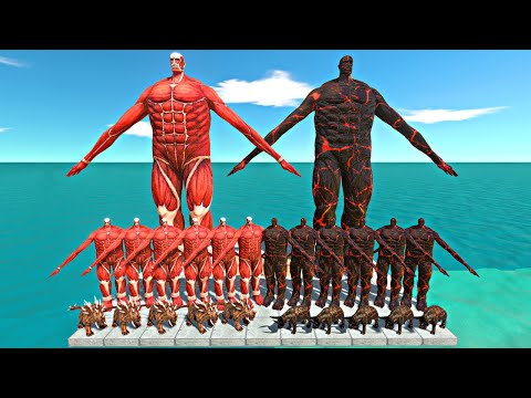 Epic Volcano Colossal Team War | Colossal Titan + Hellhound vs Volcano Colossal Tian + Gorgon - ARBS