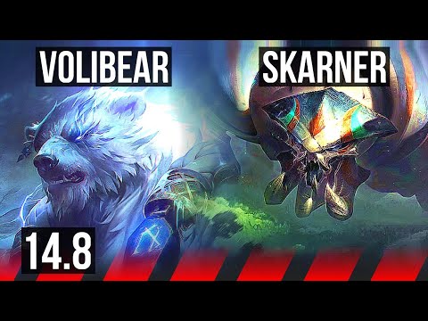 VOLIBEAR vs SKARNER (TOP) | 8/0/2, 70% winrate, 6 solo kills, Legendary | KR Master | 14.8