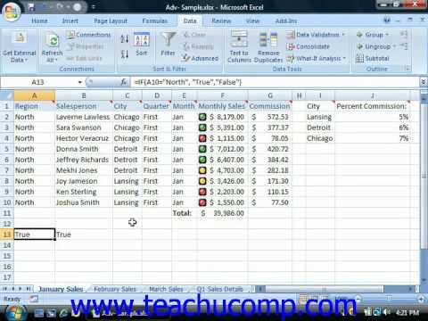 Excel Tutorial Using the IF AND and OR Functions Microsoft Training Lesson 27.2