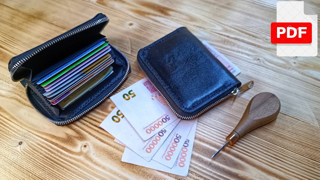 How to make a small leather accordion zipper wallet/ Leather zipper wallet [Free pattern]