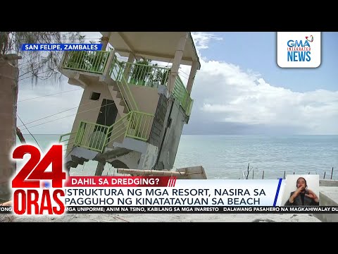 Istruktura ng mga resort, nasira sa pagguho ng kinatatayuan sa beach | 24 Oras