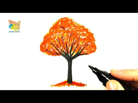 comment dessiner un arbre d'automne facile à dessiner