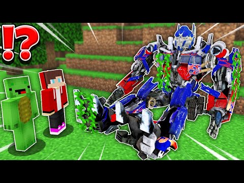JJ and Mikey find ABANDONED OPTIMUS PRIME Transformers CHALLENGE in Minecraft / Maizen animation