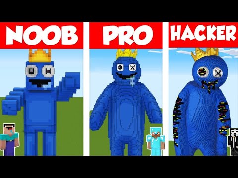 Minecraft TNT RAINBOW FRIENDS BLUE HOUSE BUILD CHALLENGE: NOOB vs PRO vs HACKER / Animation #gaming