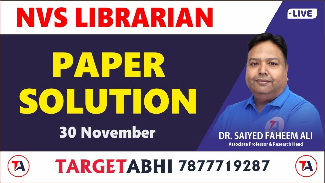 NVS LIBRARIAN EXAM 2022 || LIVE PAPER SOLUTION II TARGET ABHI