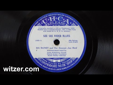 SEE SEE RIDER BLUES - MA RAINEY (1925) on UHCA 78 RPM dubbed from original Paramount record in 1941