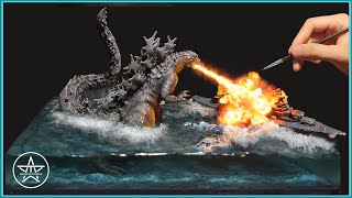 How to Make GODZILLA MINUS ONE Rises and Destroys a Battleship – Epic Resin Diorama Reveal
