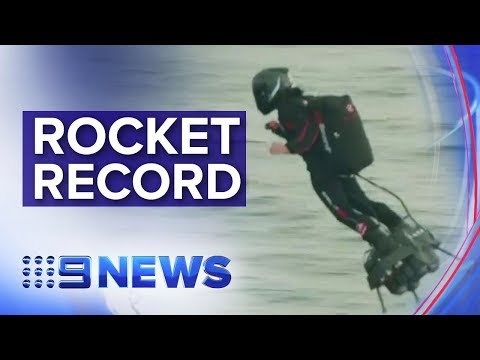 French daredevil crosses English Channel on jet-powered hover board | Nine News Australia