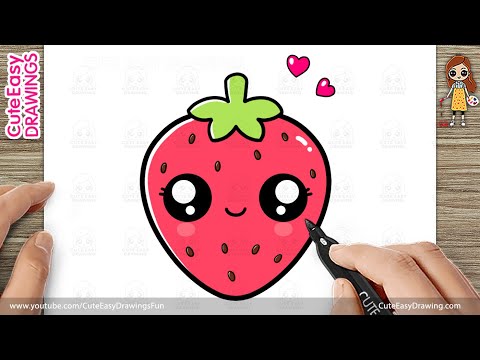 How to Draw a Cute Strawberry Easy for Kids and Toddlers! 🍓