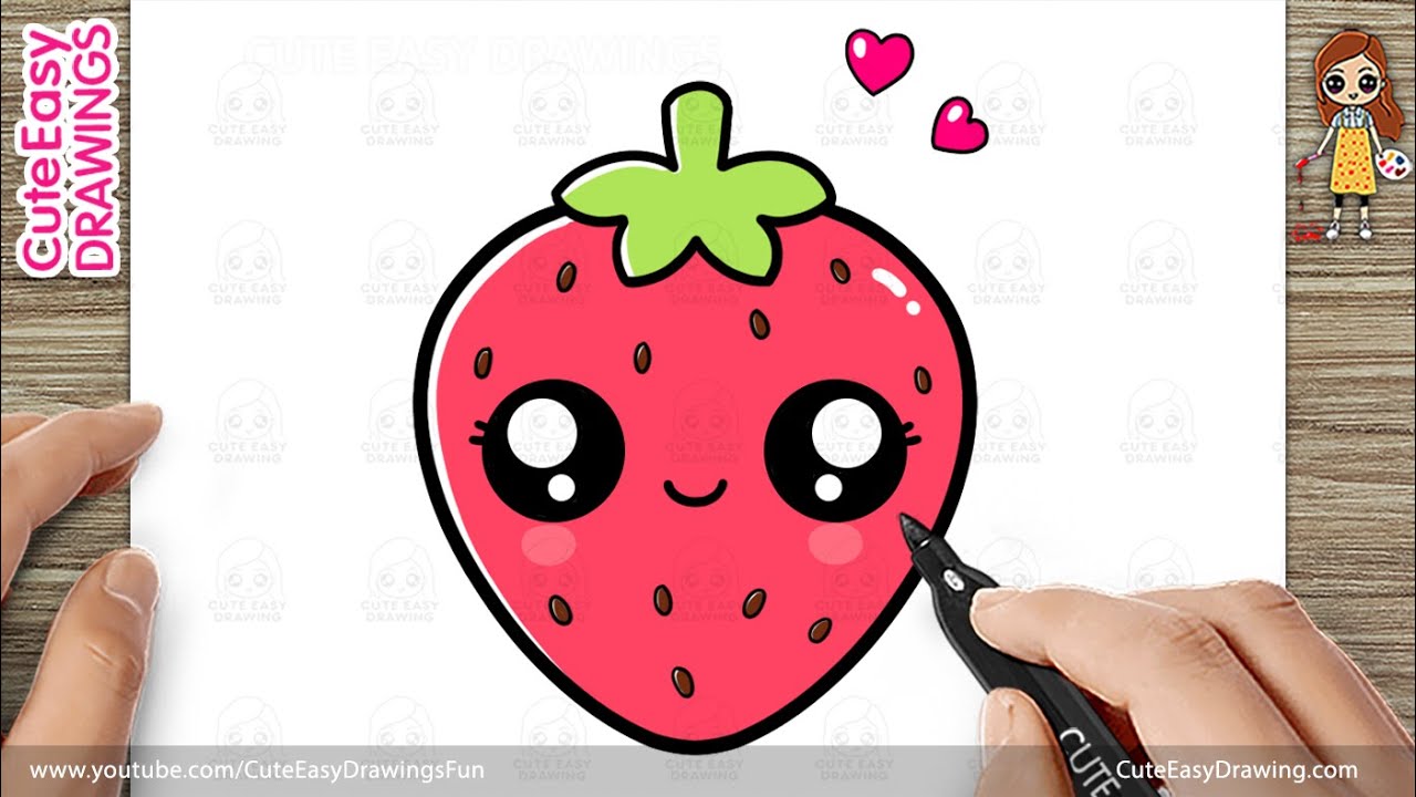 How to Draw a Cute Strawberry Easy for Kids and Toddlers! 🍓