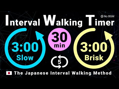 30-Minute Interval Walking Timer: 3min Slow-Walk / 3min Brisk-Walk (No Music)