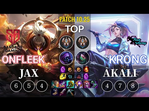 SB OnFleek Jax vs RNW KronG Akali Top - KR Patch 10.25