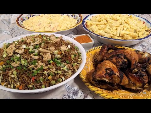 Guyanese Pot Roast Chicken, Special Chicken Fried Rice, Creamy Pasta & Potato Salad