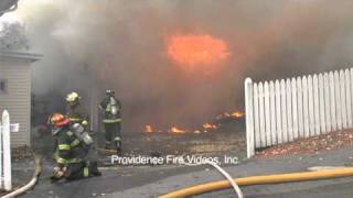 preview picture of video 'Fire destroys 2 garages in Millville, Ma'