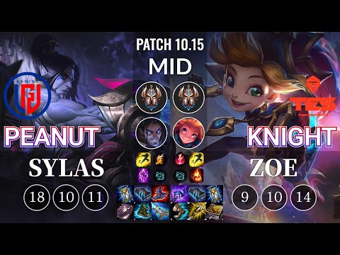 LGD Peanut Sylas vs TES knight Zoe Mid - KR Patch 10.15