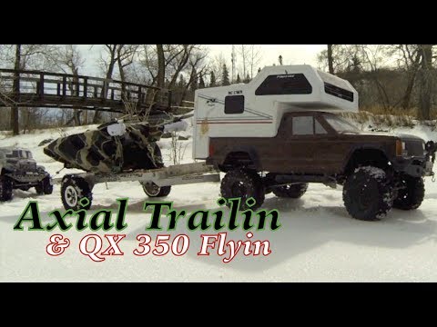 RC CWR Axial and QX 350 snow run from above and below