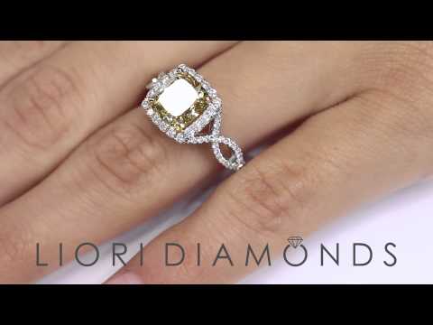 FD- 048 - 4.08 Ct. GIA Certified Natural Fancy Yellow Cushion Cut Diamond Engagement Ring