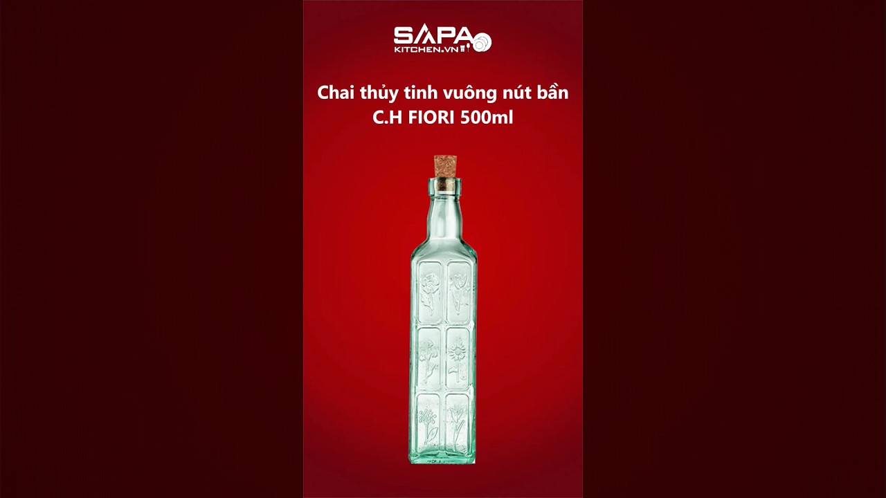 Chai thủy tinh vuông nút bần C.H Fiori