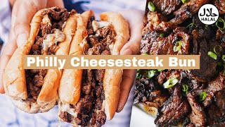 halal philly cheesesteak bun 🌭 cheat day #shorts