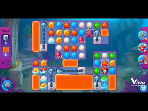 Fishdom. 8834 super hard level no boosters and diamonds. 14 moves