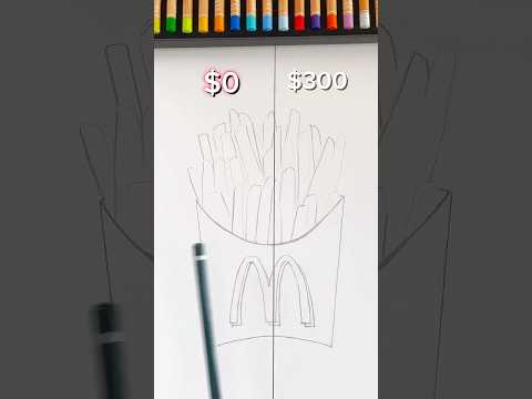 ✨$0 vs $300 PENCILS✨ #art #drawing #pencildrawing #pencil #mcdonalds #fries #cartoon #carandache