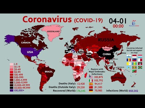 World Map Timelapse of the Coronavirus (January 20 to April 1)
