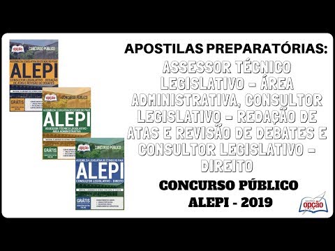 Apostilas Concurso Público ALEPI - 2020, Diversos Cargos (Apostilas Opção)