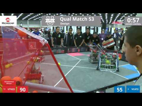VEX Worlds 2016 - VEX U - Design - Qual 53 (UTGZ2) 281 vs 278 (VCAT2)