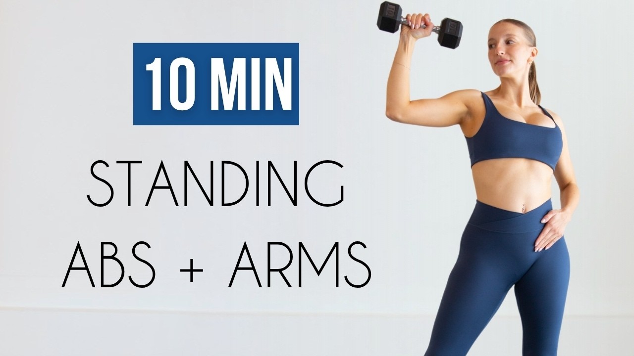 10 MIN STANDING ARMS & ABS (No Repeats, No Crunches, No Planks) - Pregnancy Friendly