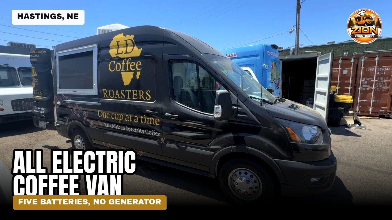 All electric coffee van built by Zion Foodtrucks for Hastings, Nebraska