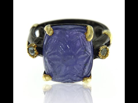 Inel Argint 925 Rodiu negru accente aurite Tanzanit Topaz - Rafinat si Special