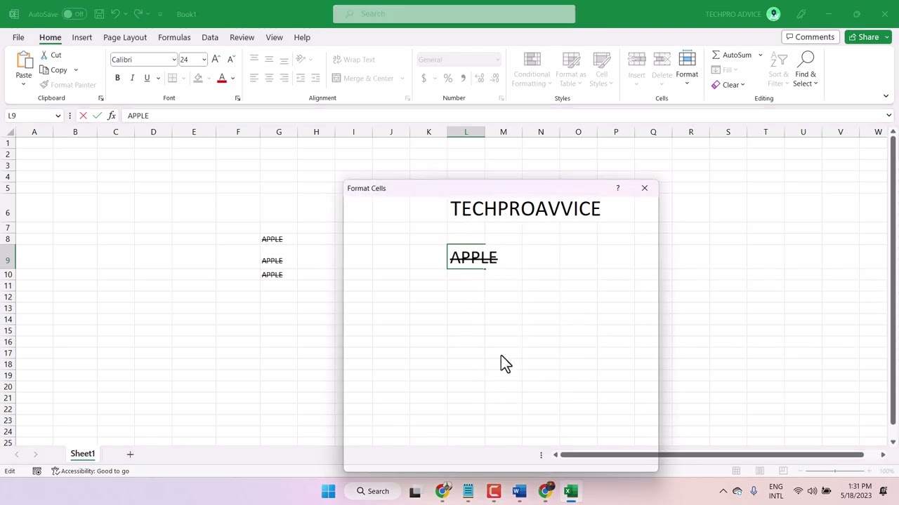 Remove Strikethrough in Excel 2023