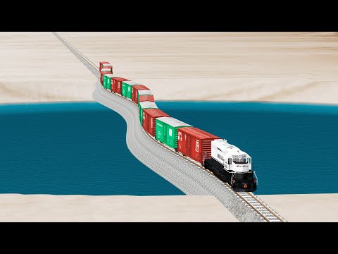 Impossible Snaked Rail Tracks vs Trains crossing - Beamng Drive