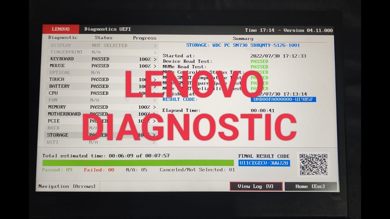 Lenovo Thinkpad Diagnostic Process.
