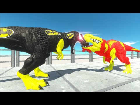 SHAZAM T-REX VS BATMAN T-REX OCEAN DEATH RUN - Animal Revolt Battle Simulator