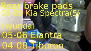 Rear brake pad replacement 2008 Kia Spectra 2005 - 2009 how to change rear pads