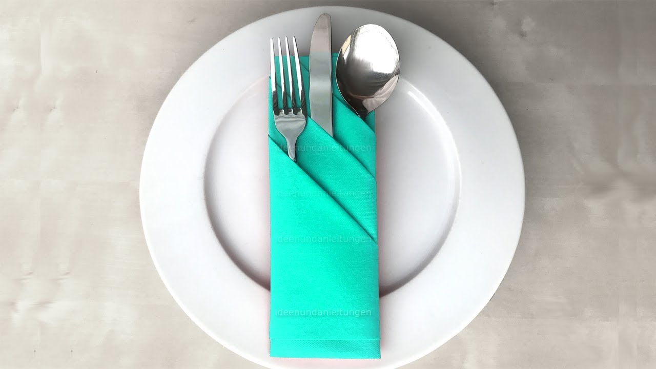 Servietten falten: Bestecktasche - Servietten falten als Tischdeko