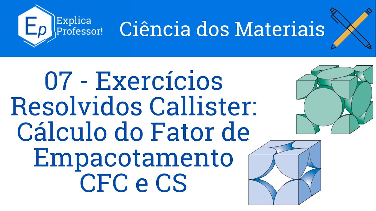 Cálculo do Fator de Empacotamento CFC e CS - Exercícios Resolvidos Callister (07)