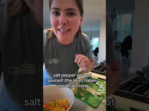 Garden salad hack! Literally the best salad I’ve ever eaten! #saladdressing #cookinghack